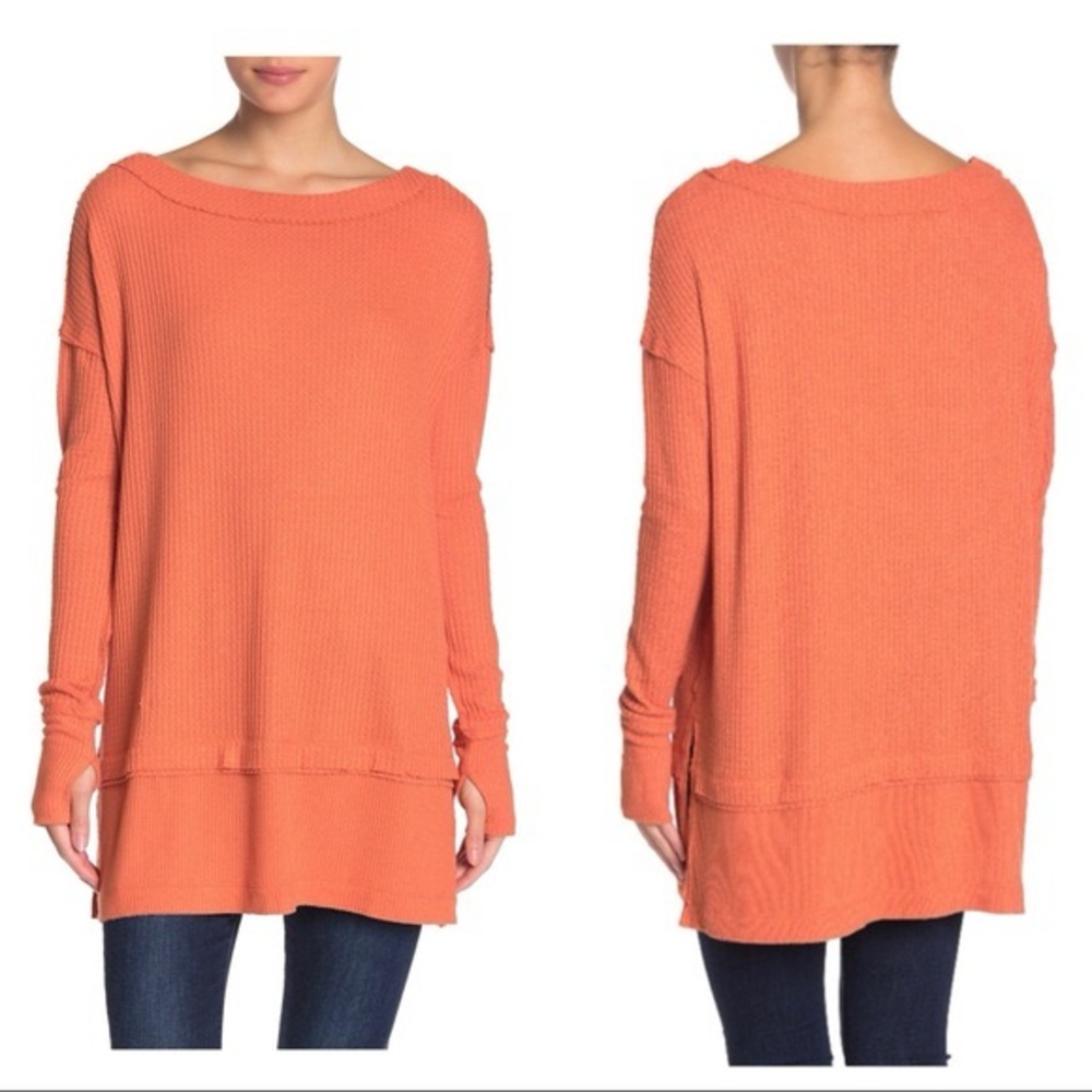 Free People We The Free North Shore Thermal Size S Cozy Oversized Raw Edges